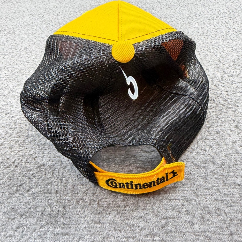 Continental Trucker Hat Mens OSFA Yellow Black Mesh Back Logo Adjustable Cap - Picture 3 of 5